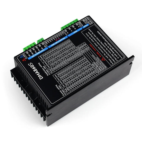 Powerful Digital CNC Stepper Motor Driver For DIY CNC Machining, 2.2A to 8.2A Peak Current, Works With 20-110V AC Or 20-160V DC, Ultra Fast 300KHz Pulse Response, 16 Subdivision Modes (400 to 51200), Easy Setup And Precise Motion Control, black metal driver