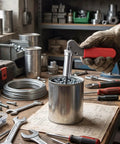 Premium High Carbon Steel Plunger Punch Tool For Size Six Drum Fasteners 0.158 Inch Inner Bore in workshop, assembling drum fasteners.