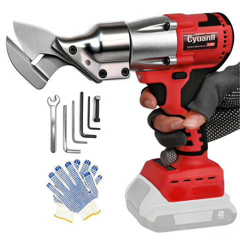 Cordless Sheet Metal Cutter For 18V Battery, 14 Gauge Metal Shears, 360 Degree Pivoting Head, includes tools and gloves