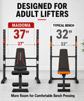 Comparison of All-In-One Adjustable Weight Bench With Leg Extension And Curl and typical bench, highlighting size difference.