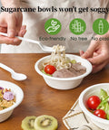 Heavy Duty 12 Oz Disposable Paper Bowls, 150 Pack, Biodegradable Compostable Sugarcane Bagasse, Eco Friendly, Gluten Free