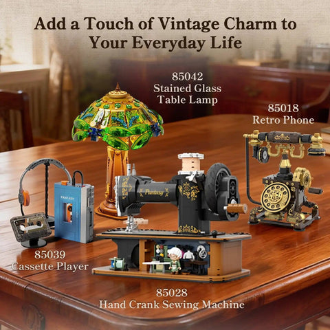 Retro Hand Crank Sewing Machine Brick Model With Functional Gear Linkage And Hidden Tailor Shop Scene, A Dope Collectible Desk Decor Piece And Dope Gift For Adults With A Cool Vintage Vibe