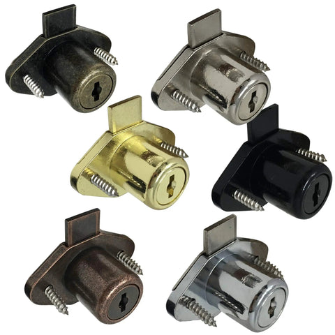 Desk Lock For Drawers And Doors In Antique Bronze Finish Seven Eighths Inch Bore Keyed Alike With Two Sided Keys assortment