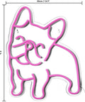 Pink LED Neon Dog Sign For Wall Decor So Cute French Bulldog Night Light USB powered glow, 13.7x10.6 inches, on white background