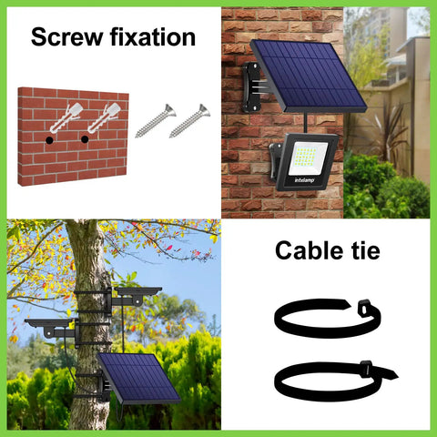 Solar Powered Outdoor Flood Light 4400mAh Dusk To Dawn Auto On Off IP65 Waterproof Security Floodlight wall and tree mounting options