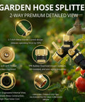 Heavy Duty Garden Hose Splitter 2 Way With Metal Body And Aluminum Build TPR Coated For Tough Outdoor Use UV Resistant Water Splitter on faucet