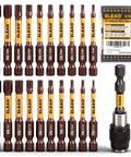 21-piece hex bit set with magnetic holder and yellow-brown handles, SAE & metric sizes, front view
