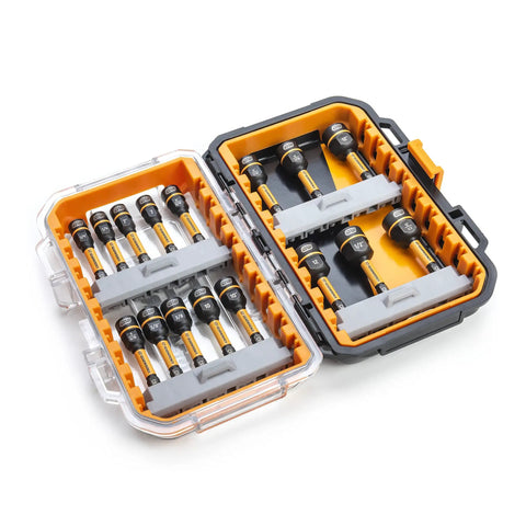 16 Piece Bolt Biter Nut Extractor And Driver Set with Beefy Bi Directional Removal in plastic organizing case