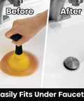 Before and after using Mini Sink Plunger Duo Pack For Bathrooms Showers Bathtubs And Kitchens Short Handled Drain Cleaner