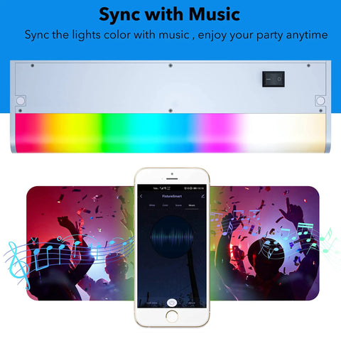 Under Cabinet Lights Hardwired RGB Color Changing Dimmable Undermount Kitchen Lighting With Alexa Google App Remote Control Direct Wire 24 Inch White 2700K to 6500K High CRI Flicker Free Easy Install