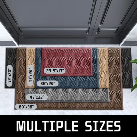 All Season Waterproof Front Door Mat With Drainage Holes For Indoor Outdoor Use Heavy Duty Non Slip Doormat in multiple sizes