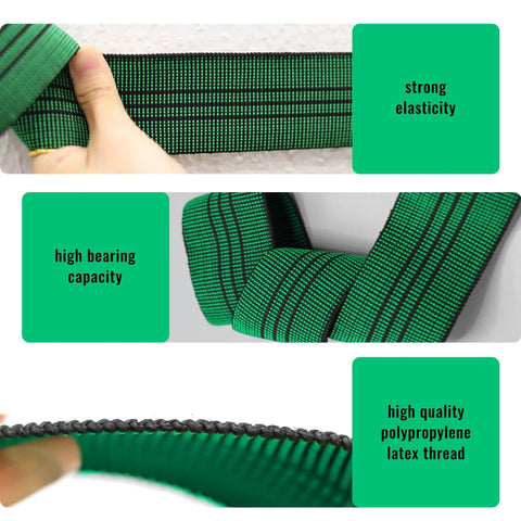 Heavy Duty Elastic Webbing Strap Two Pack Rock Solid Replaceable Belt For Couch And Lawn Chair Fix Up Weather Proof Stretchy Upholstery Support Each Six Yards Long showcased with strong elasticity and high bearing capacity.