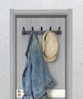 Heavy Duty Wall Mount Coat Rack With Five Hooks Per Unit Sturdy Metal Rail For Coats Hats Towels Purses Robes Black 2 Pack