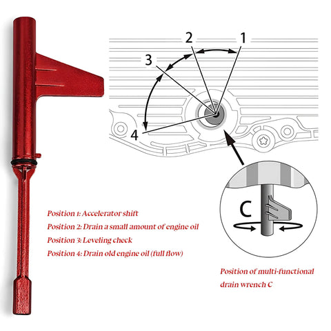 4 Piece Car Transmission Fluid Fill Tool Set For Easy Oil Change diagram with filling positions, zinc alloy adapter shown.