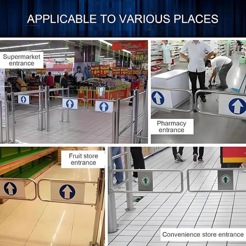 Heavy Duty Galvanized Steel Swing Gate With Auto Close One Way Entry Door Rock Solid Security in supermarket, pharmacy, fruit store, convenience store.