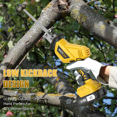 Cordless Reciprocating Saw With 20V Battery And Charger Variable Speed 0 to 3500 SPM Tool used for cutting tree branches