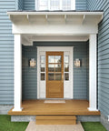 Stonington Outdoor Wall Lantern 13 Inch 1 Light Matte White Vintage Sconce on porch exterior highlighting classic mission style