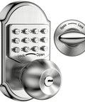 Keyless Entry Door Lock with Mechanical Deadbolt and Keypad Stainless Steel Construction Passcode or Key Access