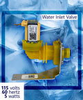 Water Inlet Valve Replacement For Commercial Ice Machines 115V 000009123 Easy Install No Hassle Leaks Fixed Restores Steady Water Flow And Consistently Perfect Ice Cubes In High Demand Environments, yellow valve with 115V 60Hz label