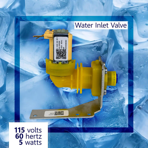 Water Inlet Valve Replacement For Commercial Ice Machines 115V 000009123 Easy Install No Hassle Leaks Fixed Restores Steady Water Flow And Consistently Perfect Ice Cubes In High Demand Environments, yellow valve with 115V 60Hz label