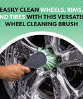 Using Wheelie Exterior And Wheel Brush With Soft Bristles For Safe, Scratch Free Cleaning Of Rims on a car wheel