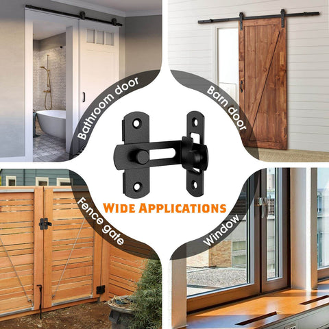 Two Pack 90 Degree Barn Door Lock Latches Matte Black Stainless Steel Security Flip Gate Latches for versatile use