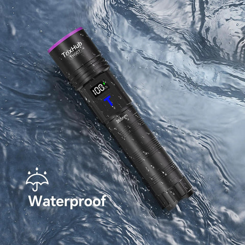 365Nm UV Black Light Flashlight With LCD Display Rechargeable 30W waterproof in water