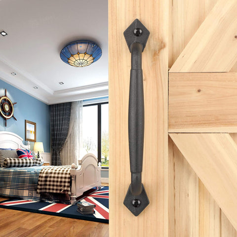 10 Inch Heavy Duty Barn Door Pull Handle Matte Black Solid Metal Sliding Door Hardware for DIY Barn Door Gate Shed or Garage