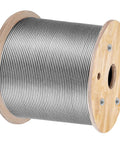 Stainless Steel Cable Rope One Eighth Inch For Railing Systems And DIY Projects, 1000 Ft Roll, T316 Stainless, 1x19 Core