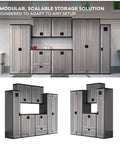 72 Inch Tall Resin Garage Organization Storage Cabinet Freestanding Utility Closet With Shelving For Garden Supplies Paint Cans And Outdoor Tools Lockable Platinum Finish Built Tough And Rust Resistant