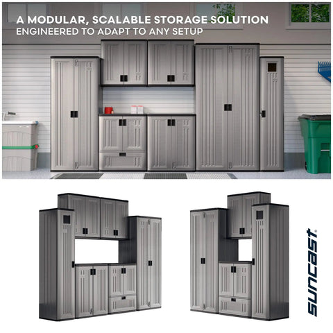 72 Inch Tall Resin Garage Organization Storage Cabinet Freestanding Utility Closet With Shelving For Garden Supplies Paint Cans And Outdoor Tools Lockable Platinum Finish Built Tough And Rust Resistant