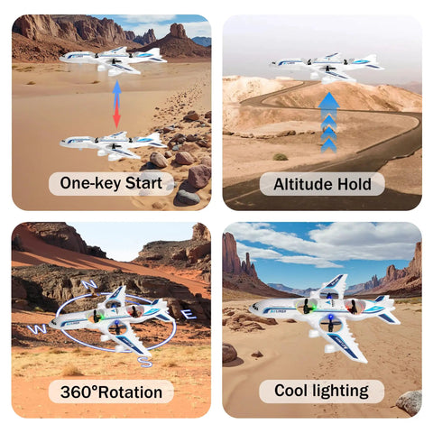 RC Drone Remote Control Airplane Ready To Fly Foam Jet Fighter Stunt Plane With 360 Degree Flips demonstrating motion features.