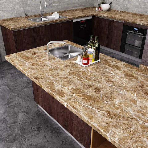 Brown Marble Contact Paper Peel And Stick Countertop Wallpaper For Kitchen Cabinets Waterproof Self Adhesive Removable Vinyl Decor