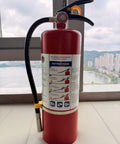Multi Purpose ABC Dry Chemical Fire Extinguisher 2 Pack 10 Pounds showing quick release handle and instructions.