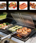 Stainless Steel Grill Basket With Detachable Handle For Outdoor Grilling Perfect For Fish Meats And Veggies Flip Easy And Even Heating