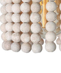 Close-up of rustic wood beads on a Beaded Pendant Light Fixtures Boho Chandelier For Dining Room Hallway Bedroom 6 Inch Diameter Rustic Wood Beads With Dark Gold Frame And Cozy Warm Glow