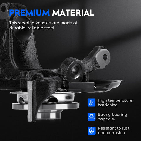 Close-up of Driver Side Front Left Steering Knuckle And Wheel Bearing Hub Assembly With 280mm Rotor For Beetle Golf Jetta