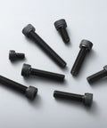 Straight Up Heavy Duty M6 Hex Socket Head Cap Screws 40 Millimeter Length 12 9 Grade Alloy Steel 30 Pack Allen Drive Fasteners in various sizes on a surface.