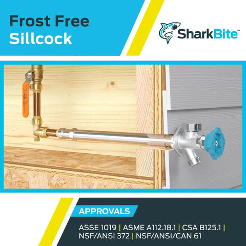 10 Inch Frost Free Sillcock With Push To Connect Inlet And 3/4 Inch Garden Hose Outlet installed on wooden structure