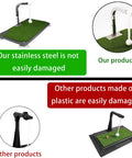 Comparison of Golf Swing Trainer With 5 Height Adjustments For Indoor Practice Portable Iron And Club Swing Mat, stainless vs plastic