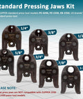 Seven Piece Press Jaws Set For Refrigeration And Plumbing From Quarter Inch To One And One Eighth Inch With Go No Go Gauge