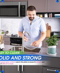 Man washing 11.5 Inch Microwave Plate Replacement WB49X10224 Fits Most Turntables, Durable Glass Plate Tray in kitchen