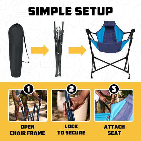Setup guide for Cozy Hammock Chair For Adults That Feels Like A Chill Rocking Lounger Portable Folding Camp Chair With Carry Bag