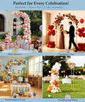 Beefy 7 Point 2 Foot By 4 Point 3 Foot Balloon Arch Stand Made Of Metal Pergola Arbors For Outdoor Gardens Climbing Plants Gold Wedding Arch For Party Decor A Wide Backdrop Arch That Stands Up To Heavy Use displayed in various event setups.