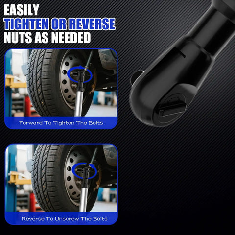 One Half Inch Offset Extension Wrench For Impact Drills With Three Eighths Inch And One Quarter Inch Adapters in use on a tire