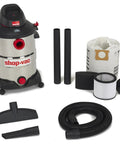 12 Gallon Stainless Steel Wet Dry Vacuum With 5.5 Peak HP Power For Garage, Workshop And Basement Cleanup, Built Tough