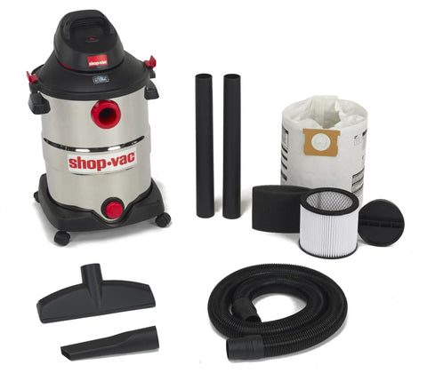 12 Gallon Stainless Steel Wet Dry Vacuum With 5.5 Peak HP Power For Garage, Workshop And Basement Cleanup, Built Tough