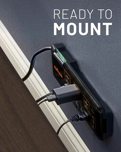 Eight Outlet Surge Protector Power Strip With Slim Profile And 3420 Joules Of Protection For Your TV, Office, Or Gaming Setup