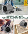 1/4 HP Air Mover With 1000 CFM Two Speed Carpet Dryer And Floor Fan used for drying floors, carpets, and walls in various settings