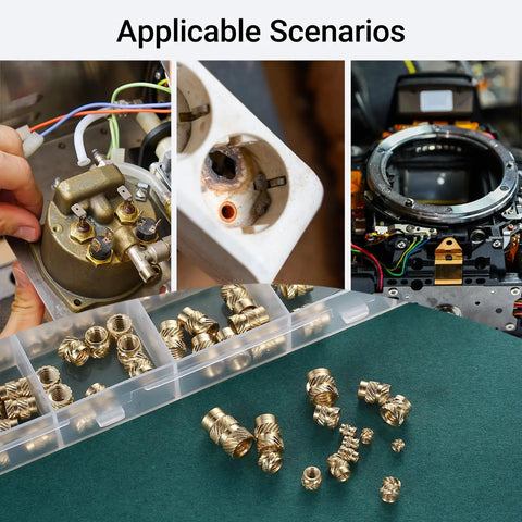 Brass Threaded Inserts Kit With Knurled Heat Set Nuts M2 M2.5 M3 M4 M5 M6 And 1/4 20 Female Thread for 3D Printing and Injection Molding